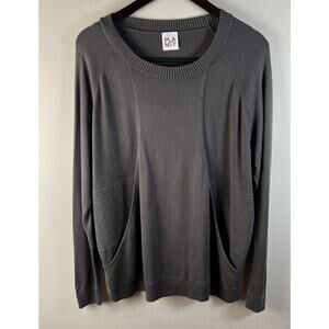 PLANET by Lauren G Sweater OSFA One Size Gray Pima Cotton Modal Boxy